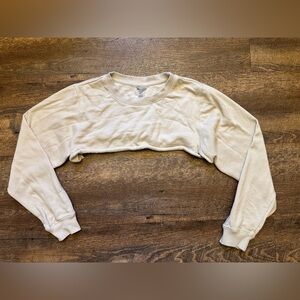 Young LA Women’s Cream Cropped Crewneck Long Sleeve Shirt Size Small